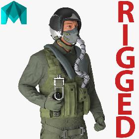 US Military Jet Fighter Pilot Rigged for Maya